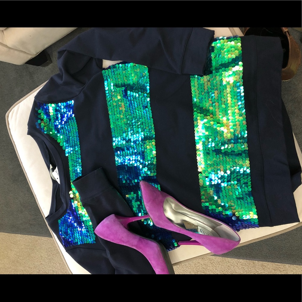 Sequin NEW Navy Sweatshirt NOT FOR SALE